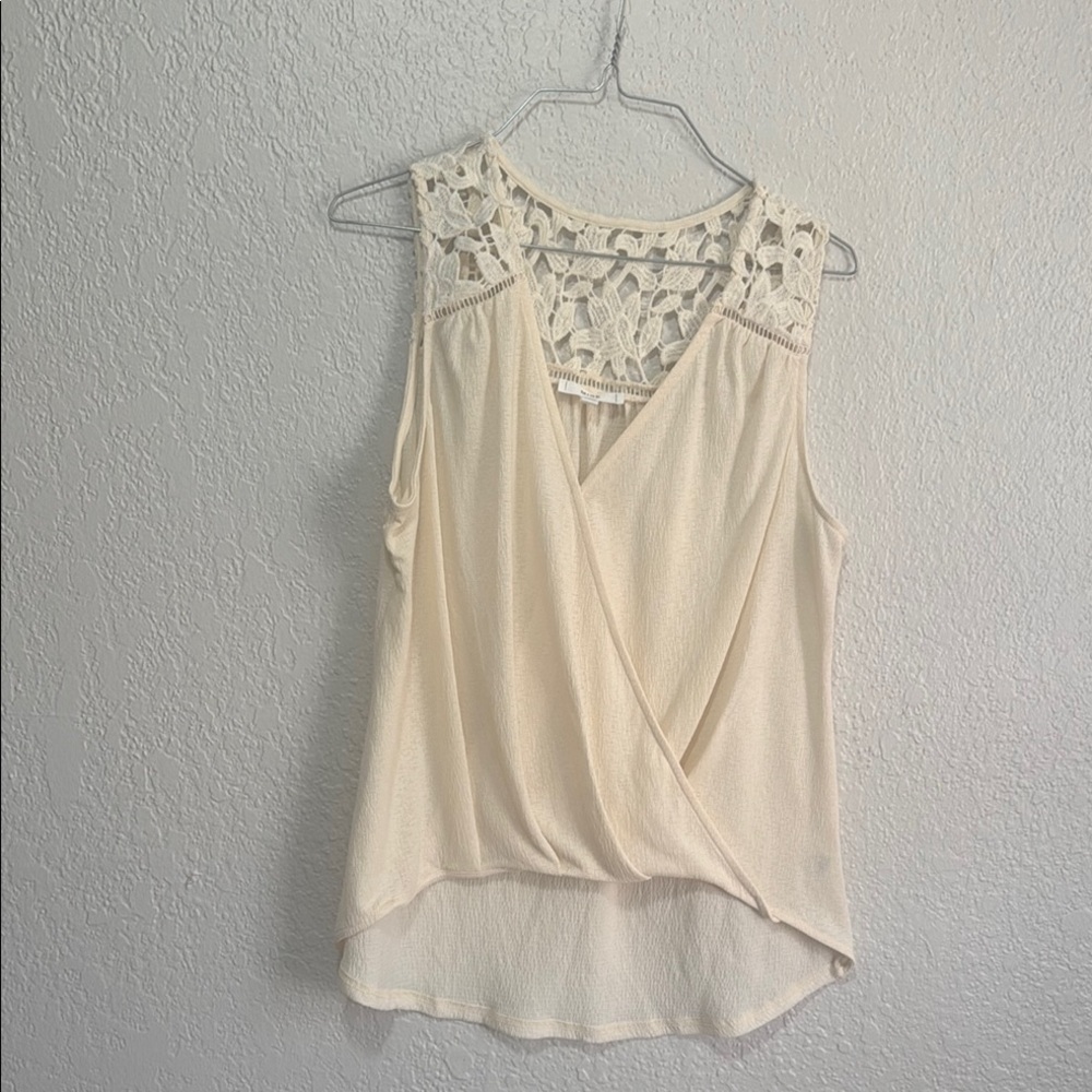 Elegant Cream Lace Trim Women's Top